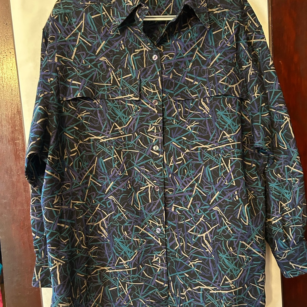 vintage Brian Tucker pure wool blouse size 12, made in Ireland